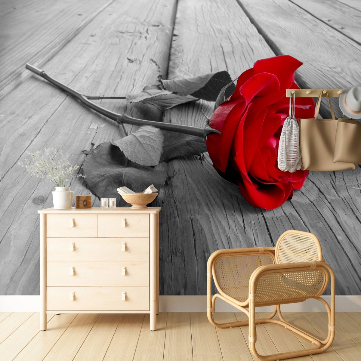 Papier peint rose écarlate foncé