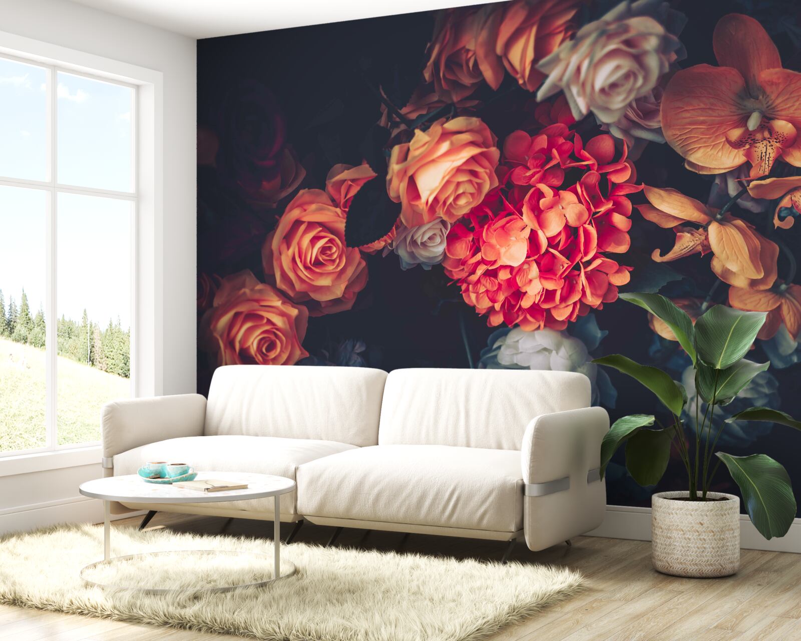 Papier peint arrangement floral d'automne en style vintage