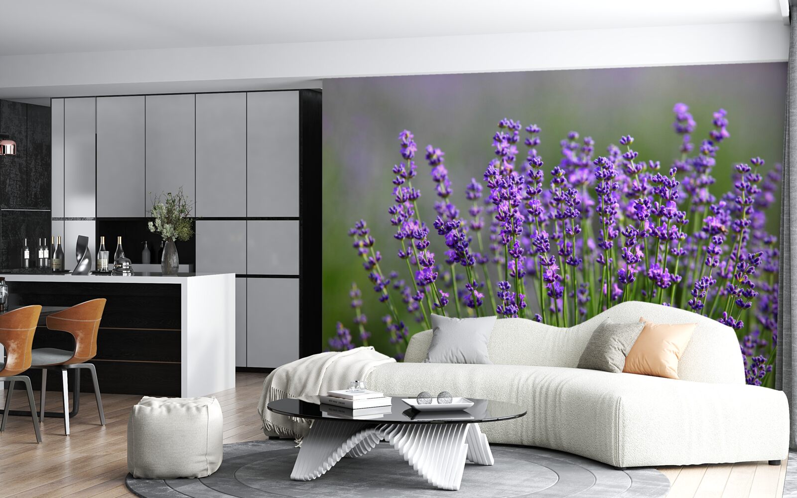 Papier peint couleur lavande-violette