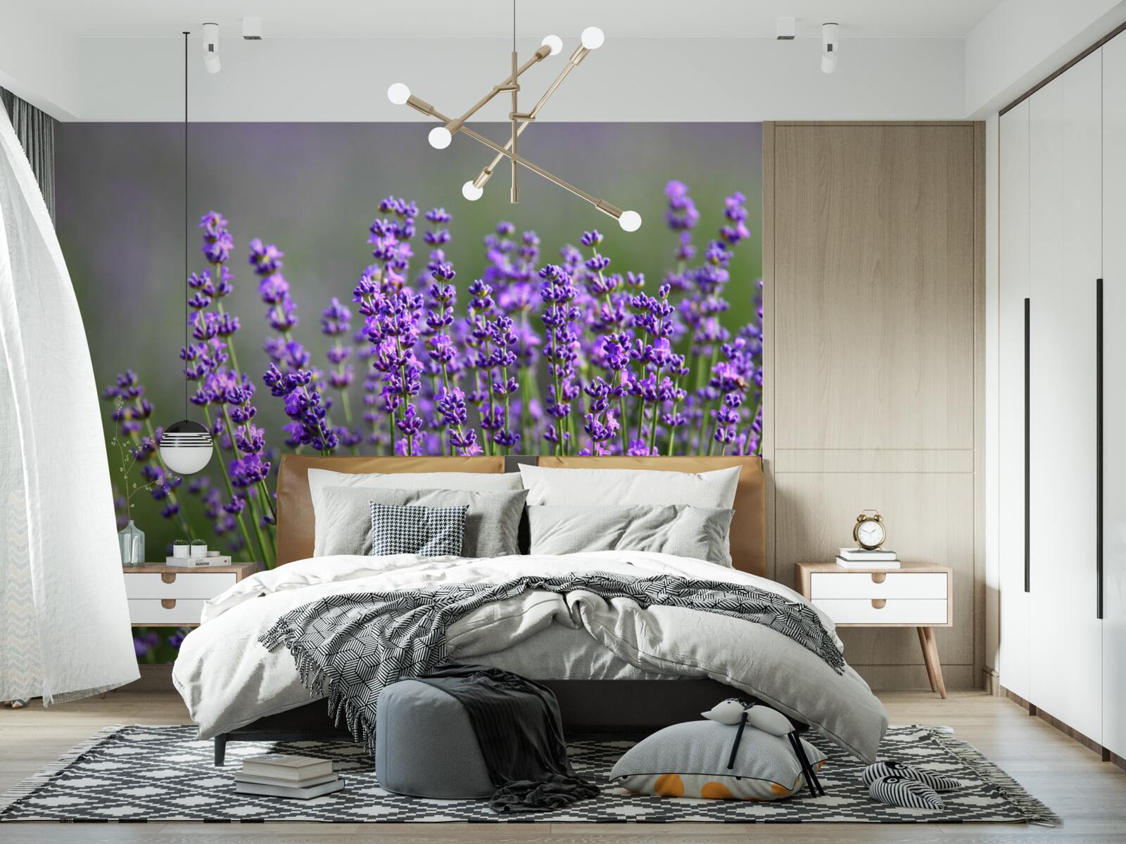 Papier peint couleur lavande-violette