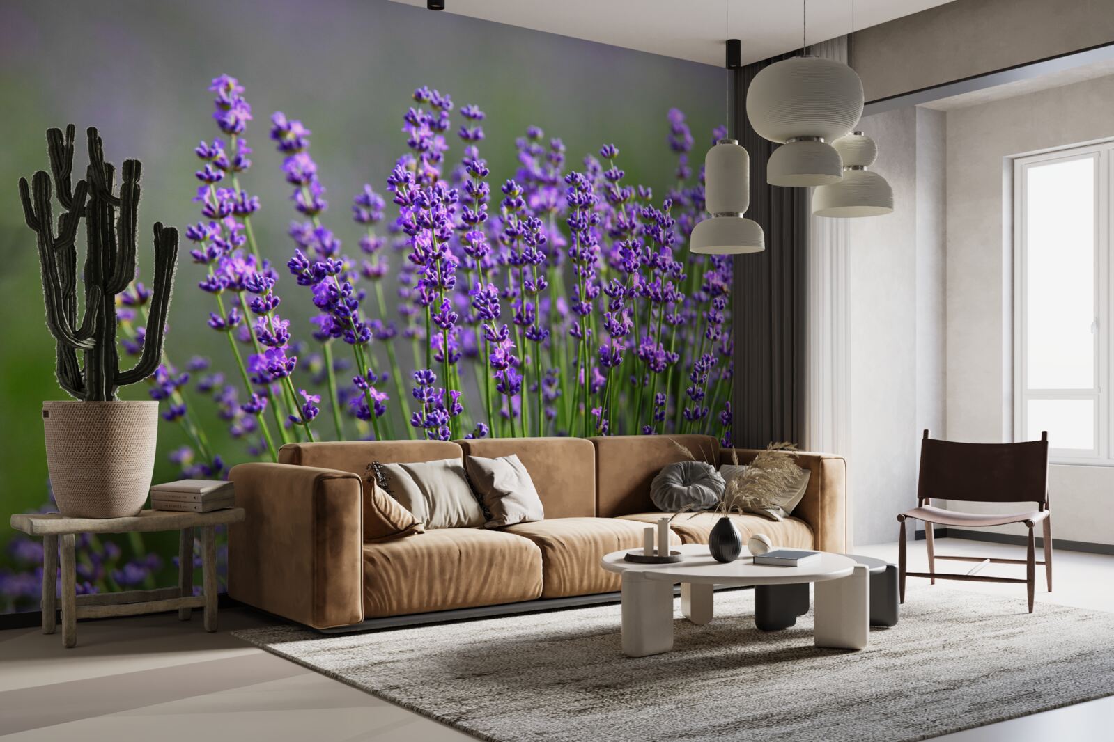 Papier peint couleur lavande-violette