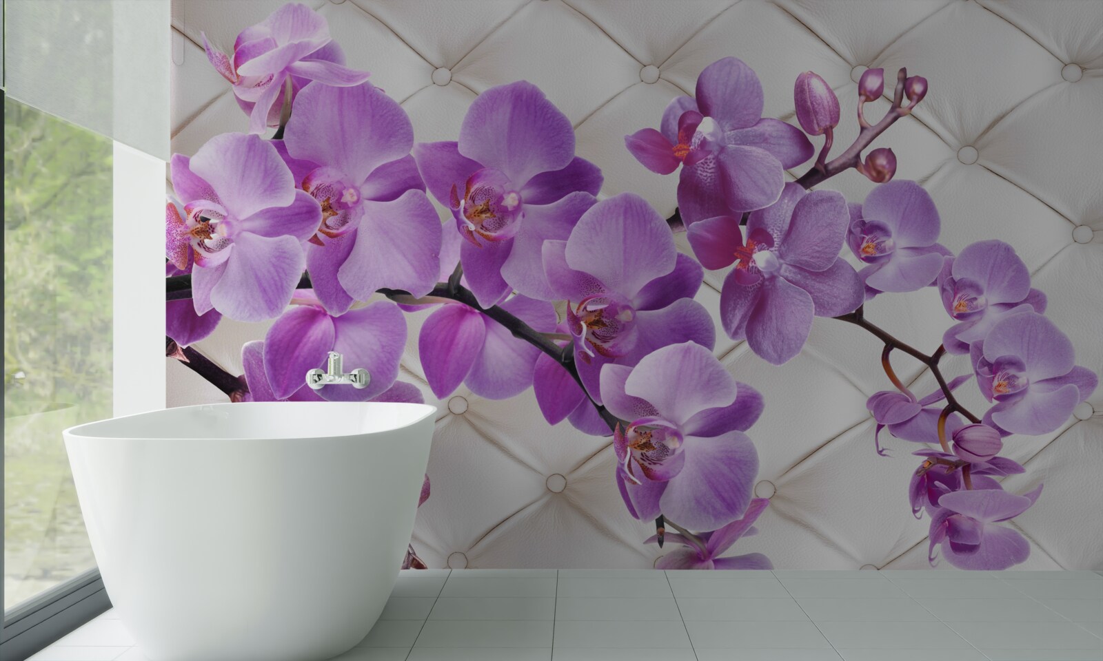 Papier peint la texture comprend des branches d'orchidée lilas