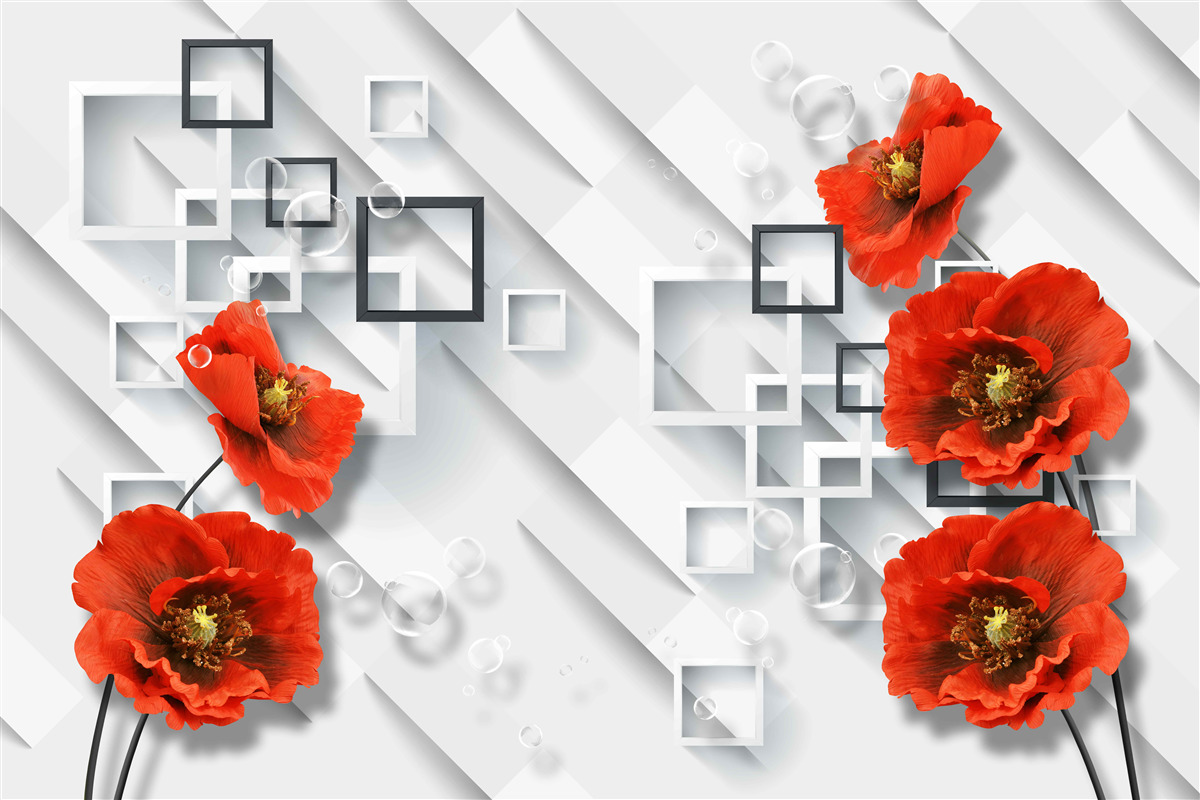 Papier peint magnifiques coquelicots rouges sur un fond inhabituel