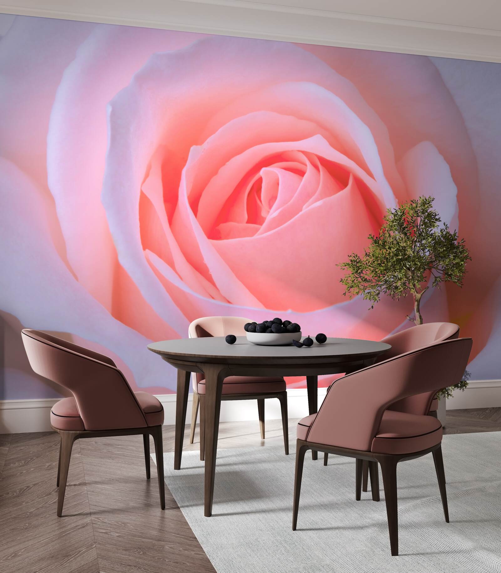 Papier peint rose délicate avec de beaux pétales roses