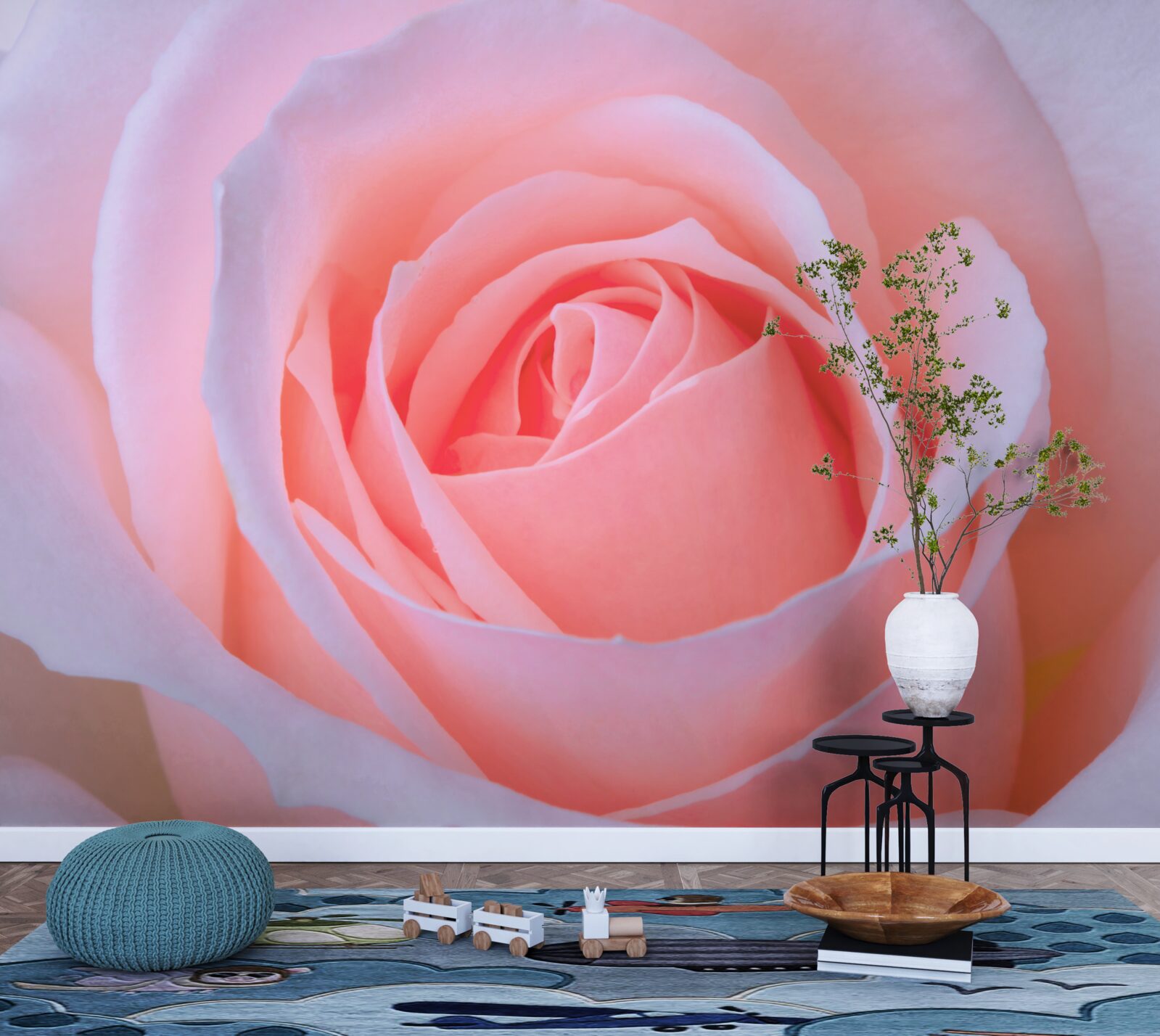 Papier peint rose délicate avec de beaux pétales roses