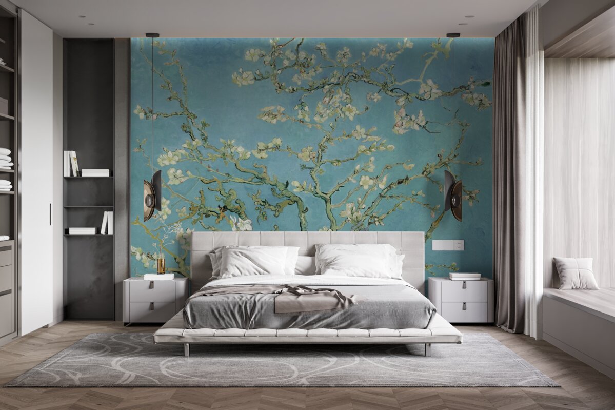Papier peint Magnolia blanc comme neige sur fond de ciel azur