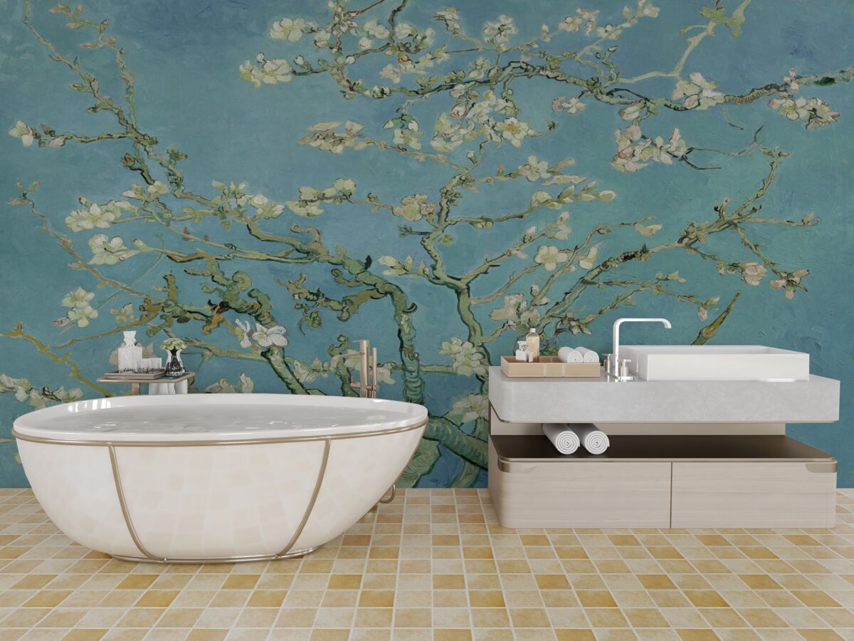 Papier peint Magnolia blanc comme neige sur fond de ciel azur
