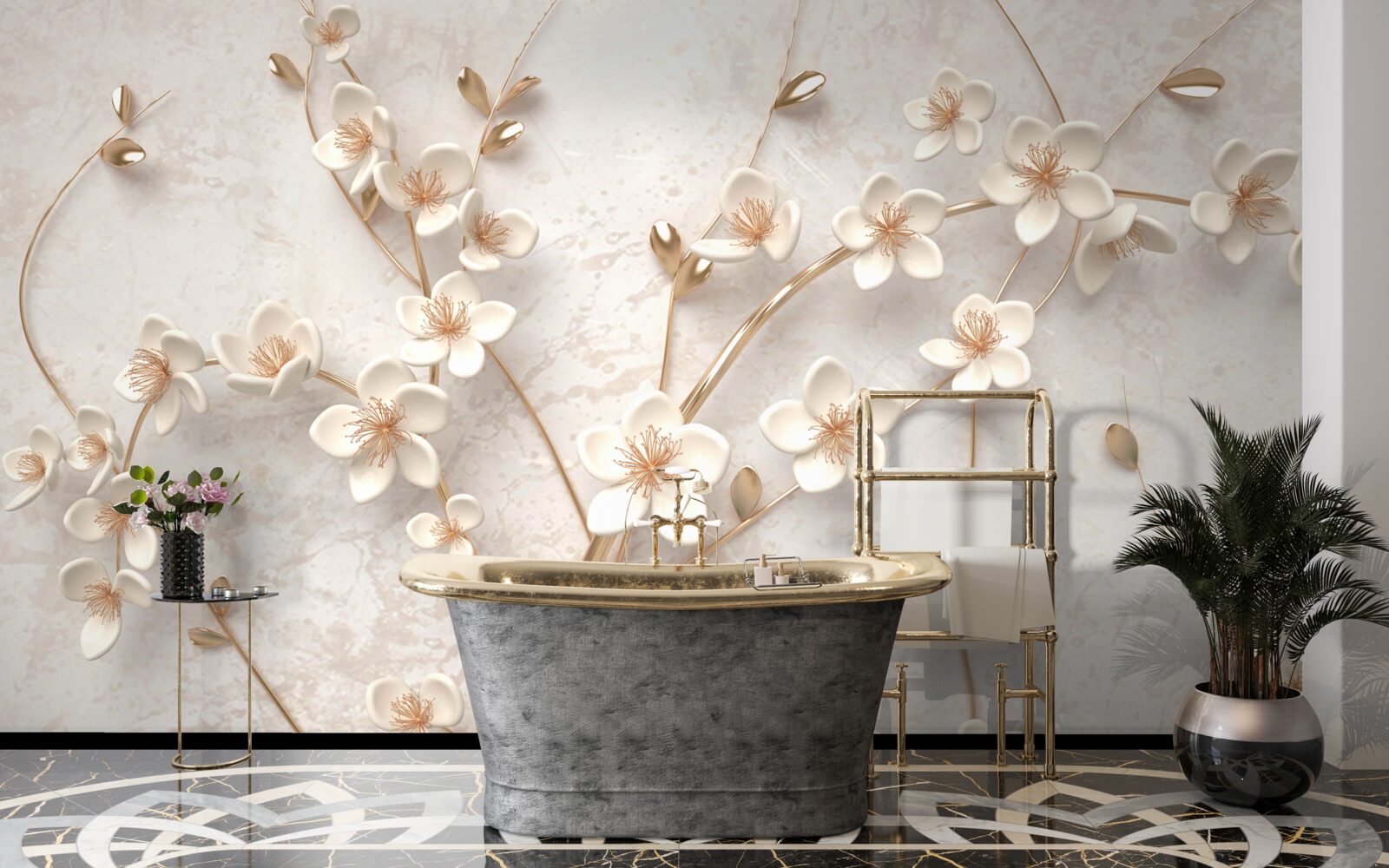 Papier peint plusieurs branches avec des fleurs de magnolia blanches