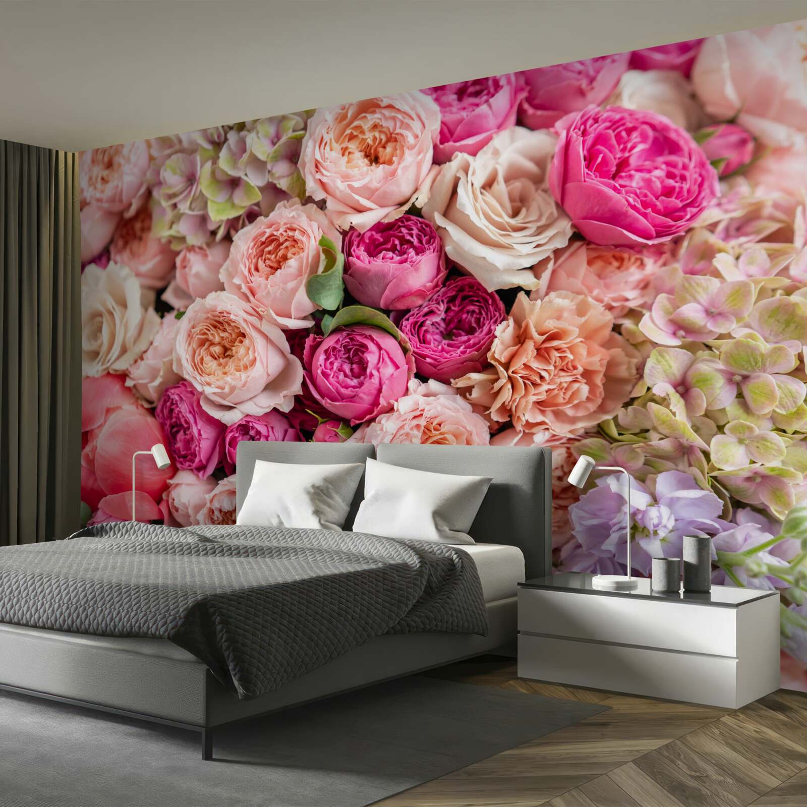 Papier peint une combinaison de différentes roses magnifiques dans un bouquet