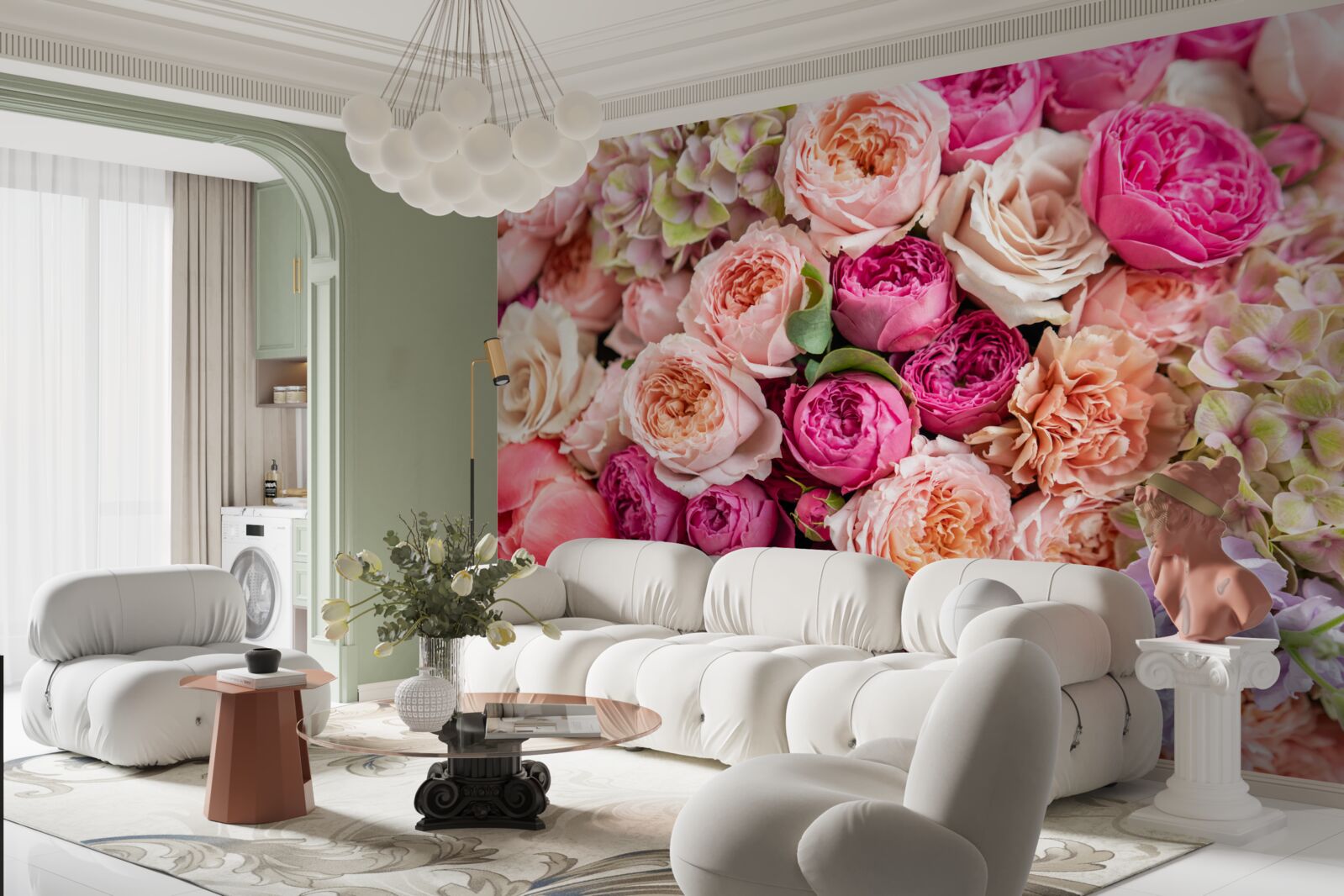 Papier peint une combinaison de différentes roses magnifiques dans un bouquet