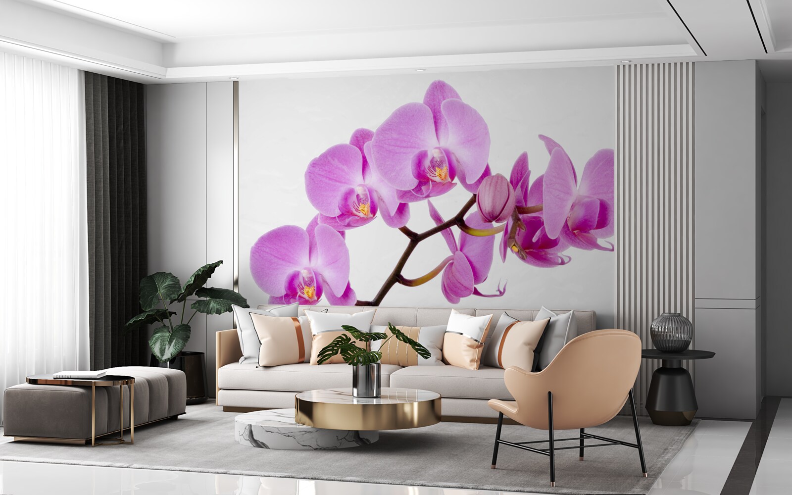 Papier peint orchidée aphrodite violette