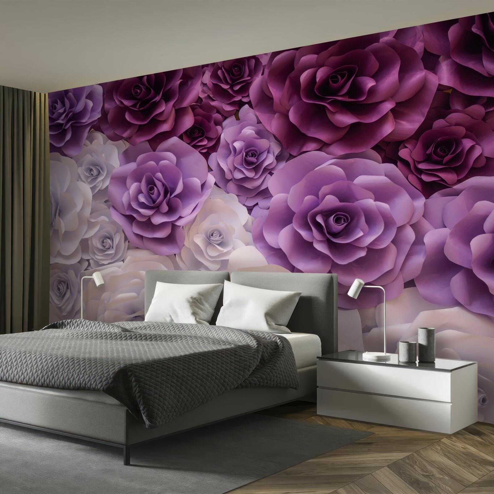 Papier peint composition en fleurs de soie