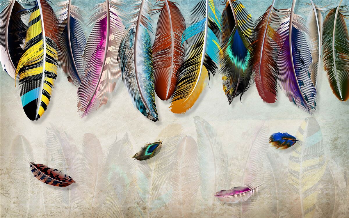 Papier peint élégant, design, plumage brillant