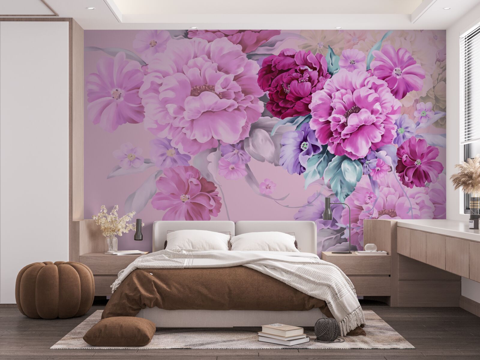 Papier peint Bouquet d'automne dans les tons lilas