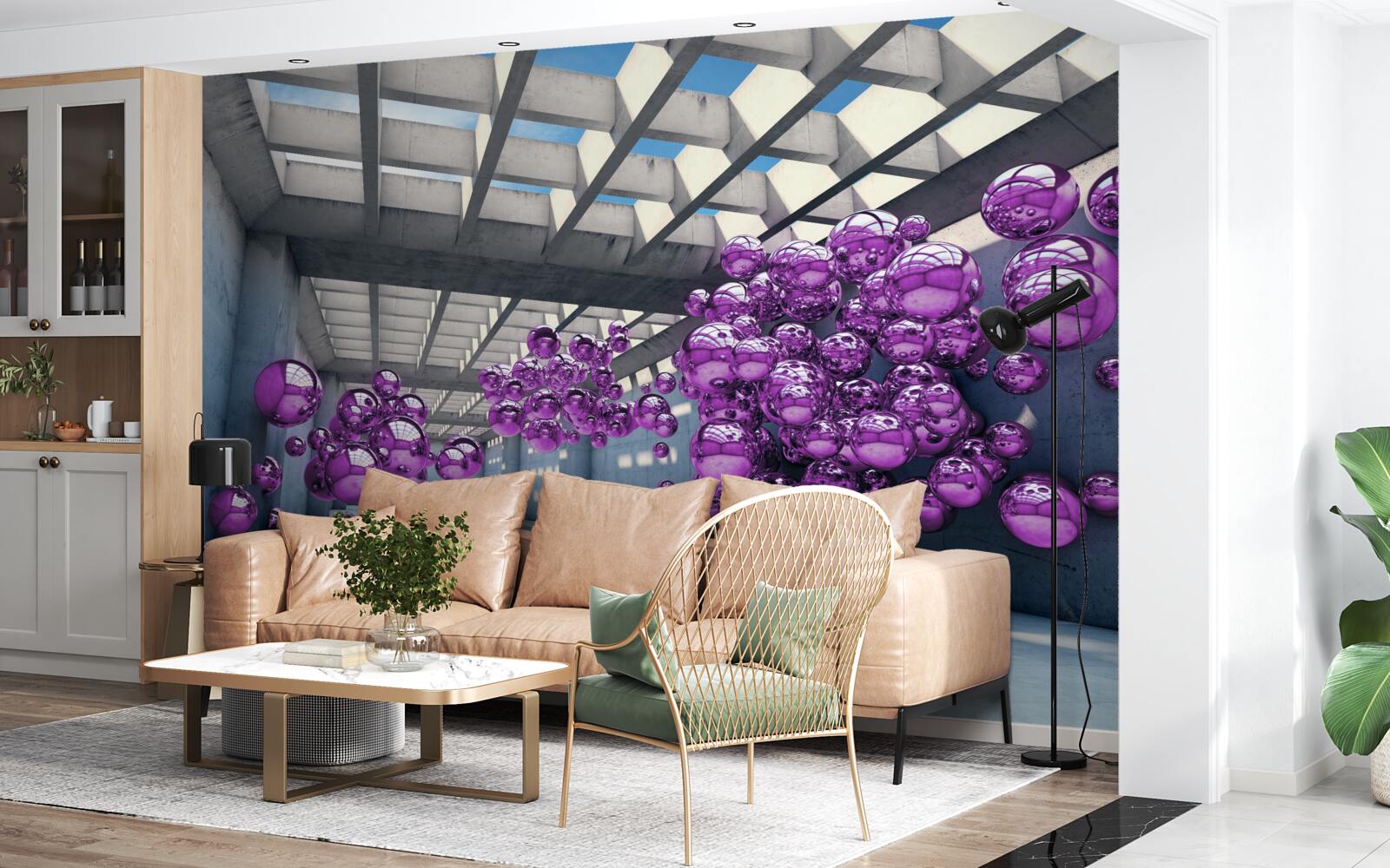 Papier peint des boules de lilas flottent dans la pièce