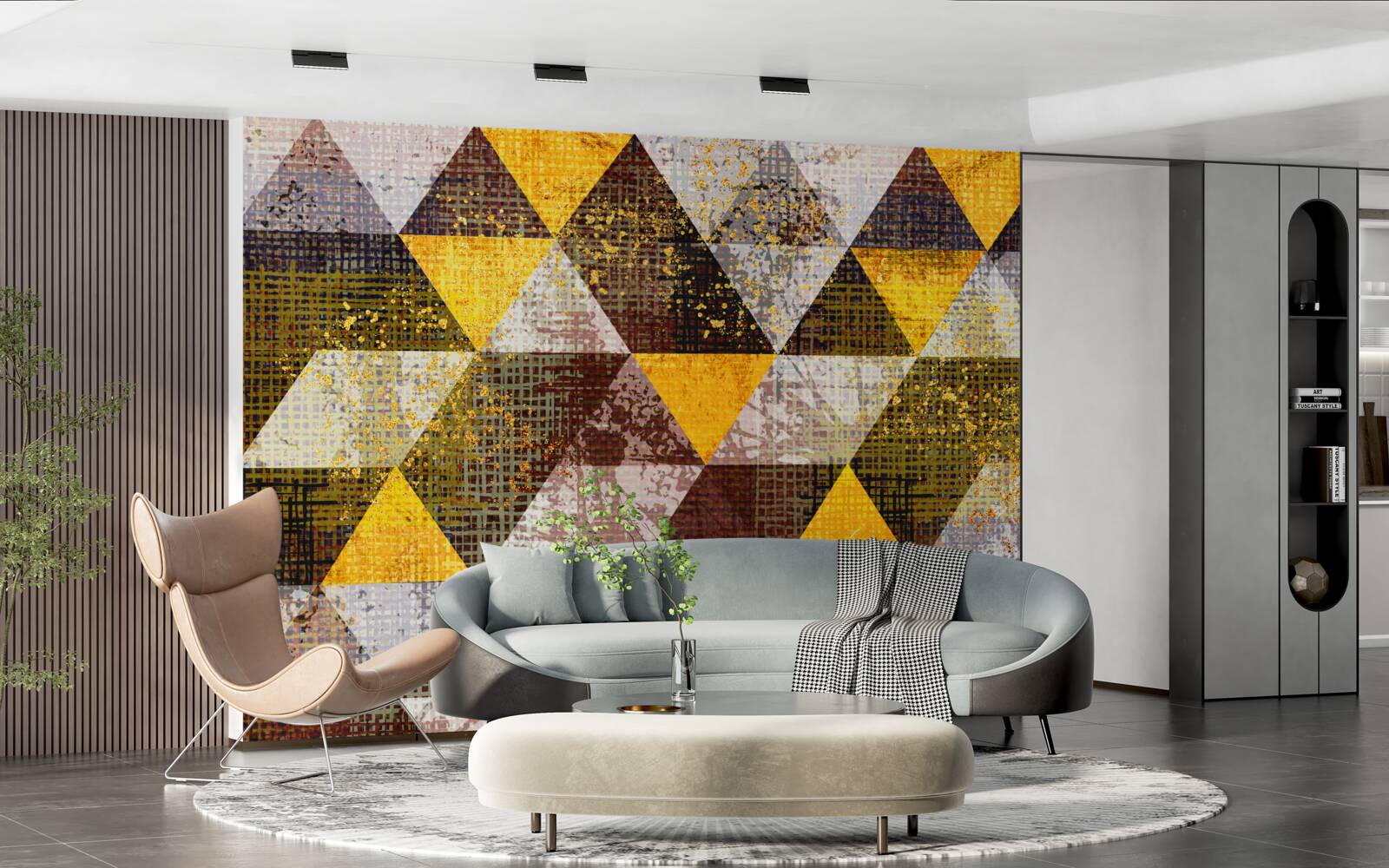 Papier peint structure en losange multicolore