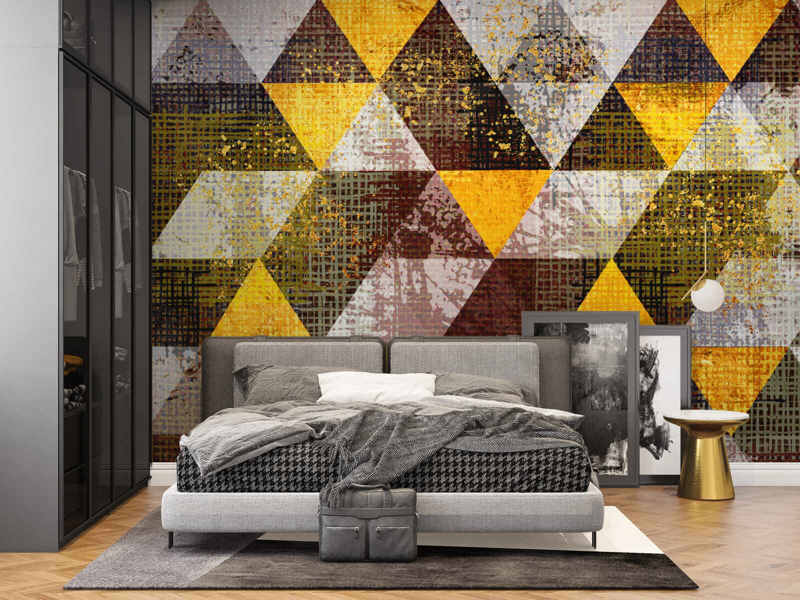 Papier peint structure en losange multicolore