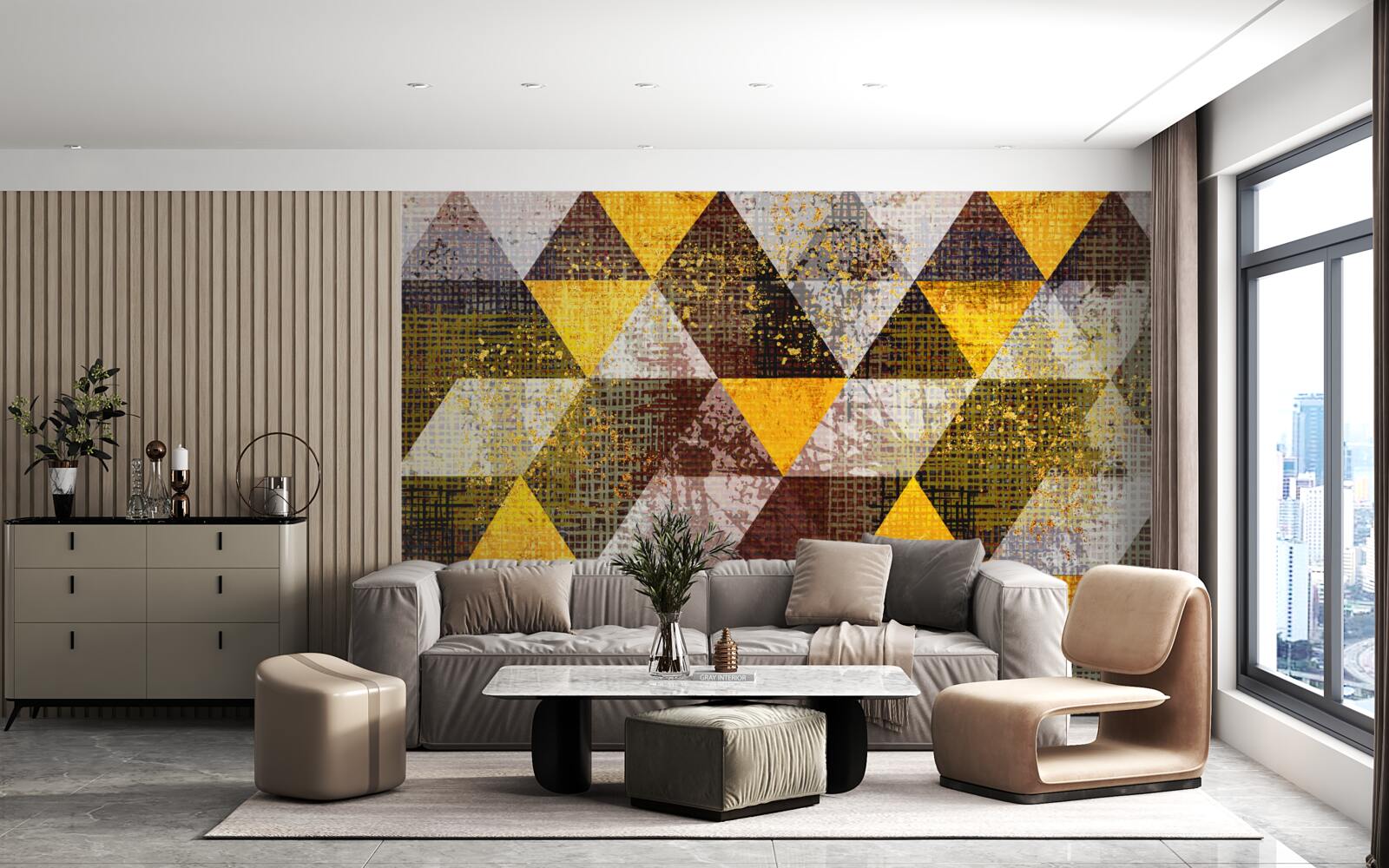 Papier peint structure en losange multicolore