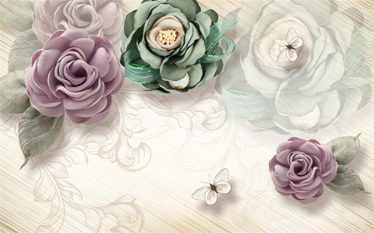 Papier peint peintures de roses uniques et pittoresques