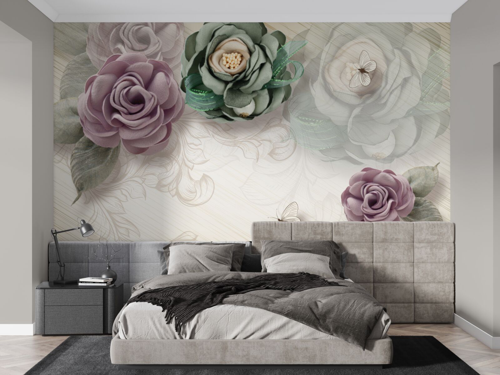 Papier peint peintures de roses uniques et pittoresques