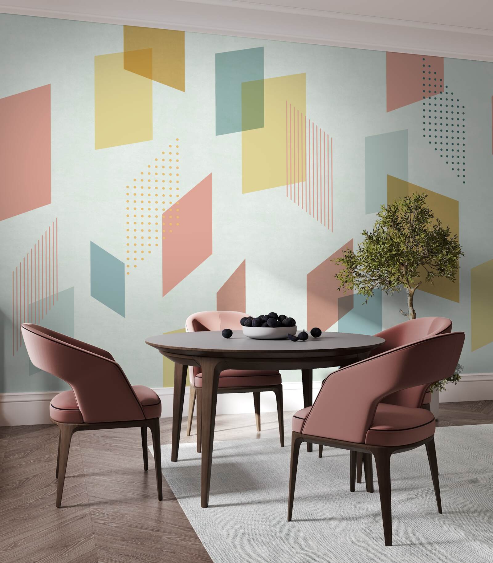 Papier peint des rectangles flottant dans l'air, peints de différentes couleurs