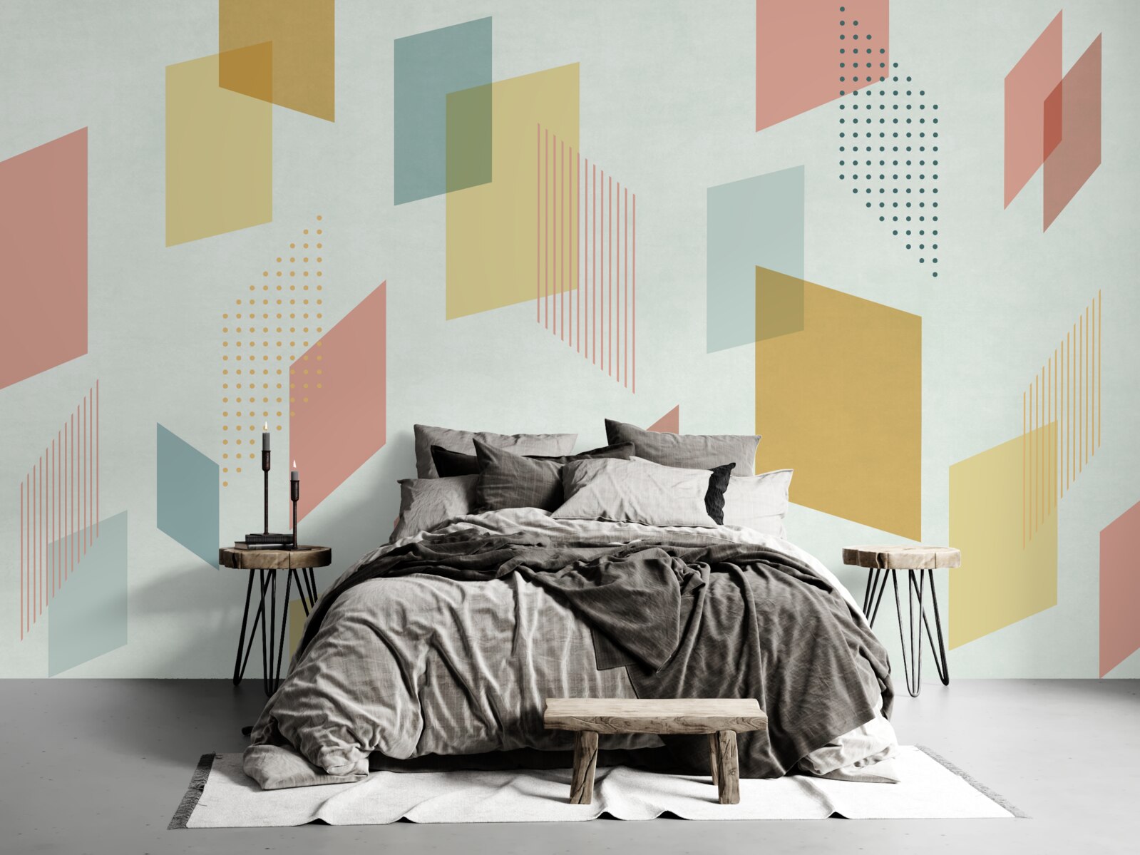 Papier peint des rectangles flottant dans l'air, peints de différentes couleurs