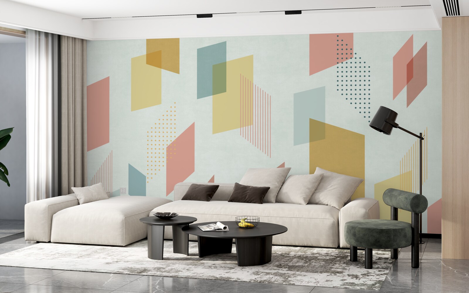 Papier peint des rectangles flottant dans l'air, peints de différentes couleurs
