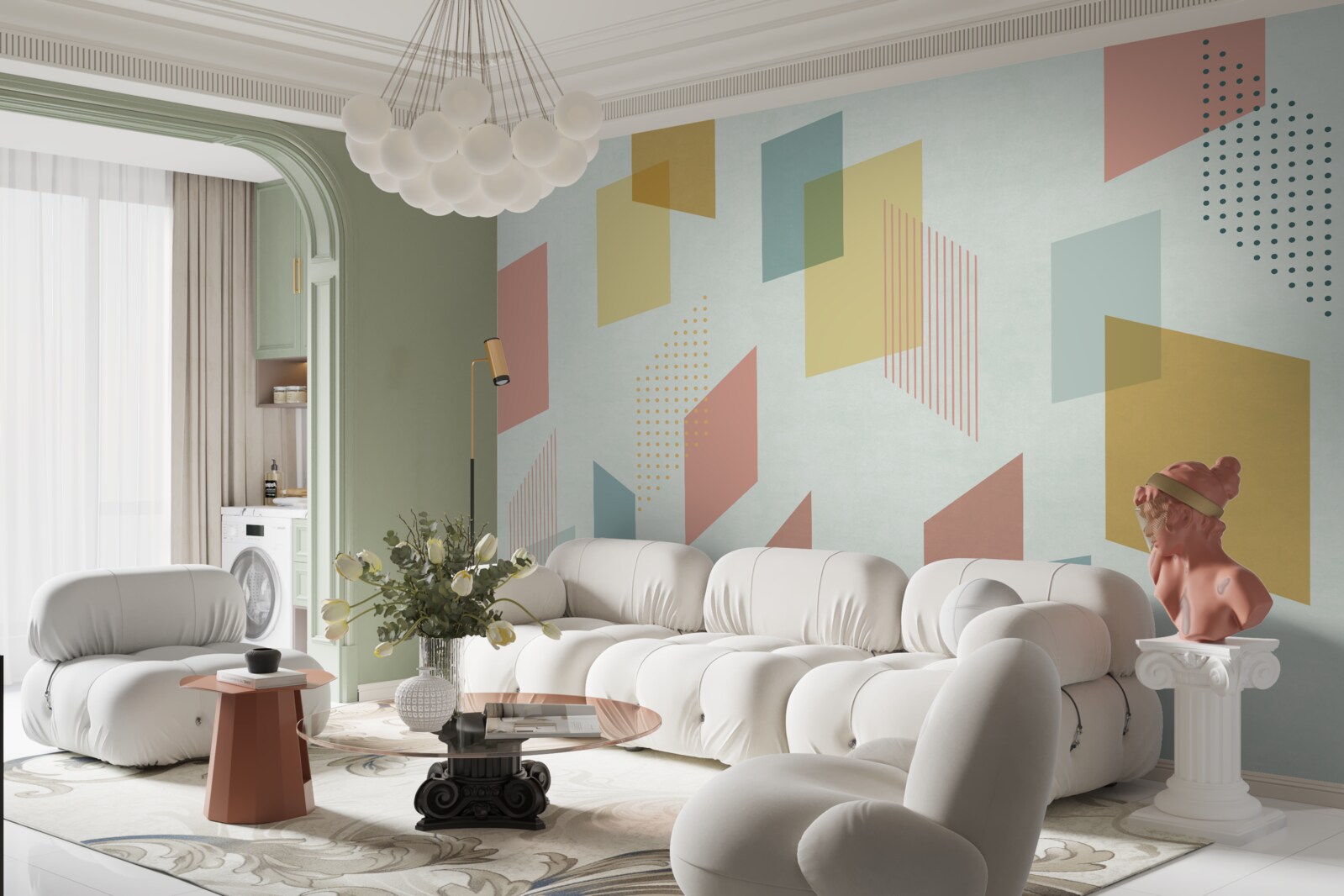 Papier peint des rectangles flottant dans l'air, peints de différentes couleurs