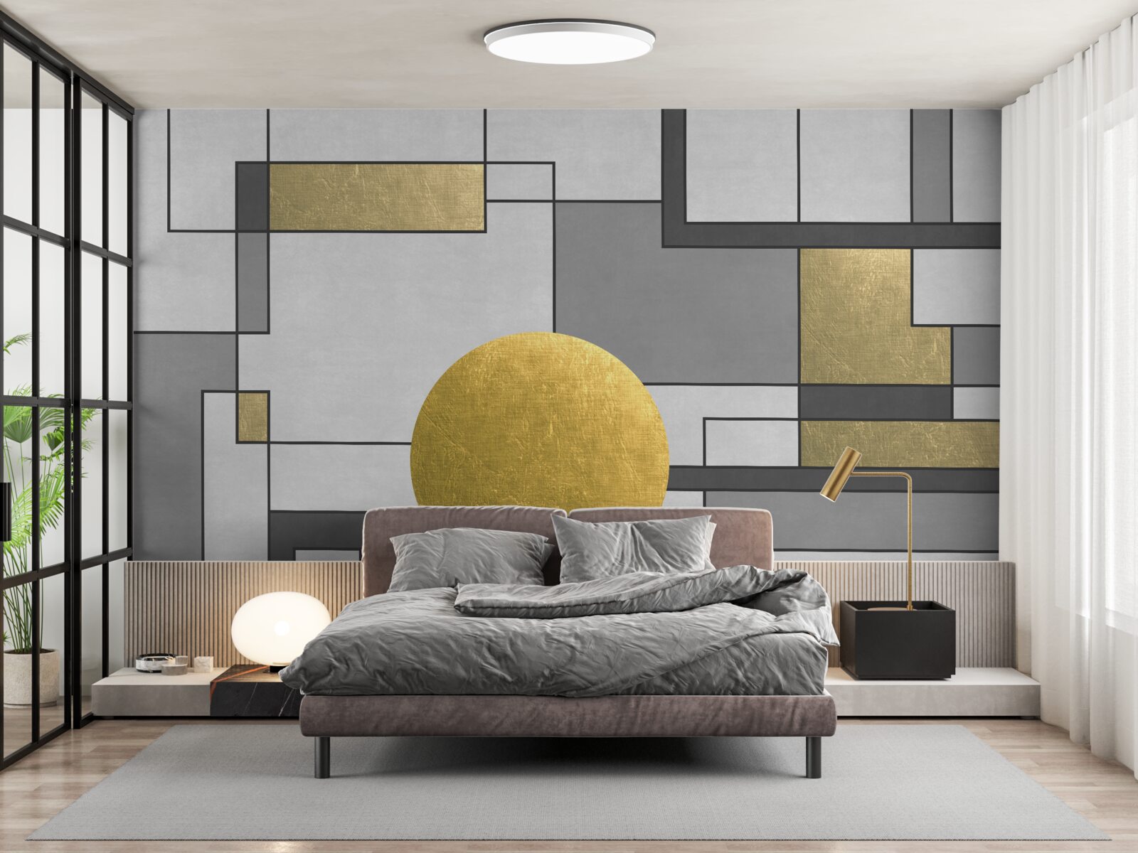 Papier peint globe d'or en place
