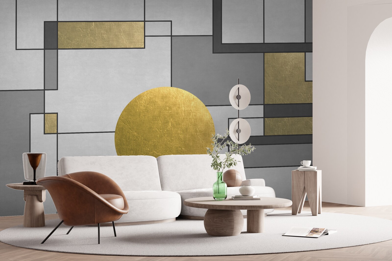 Papier peint globe d'or en place