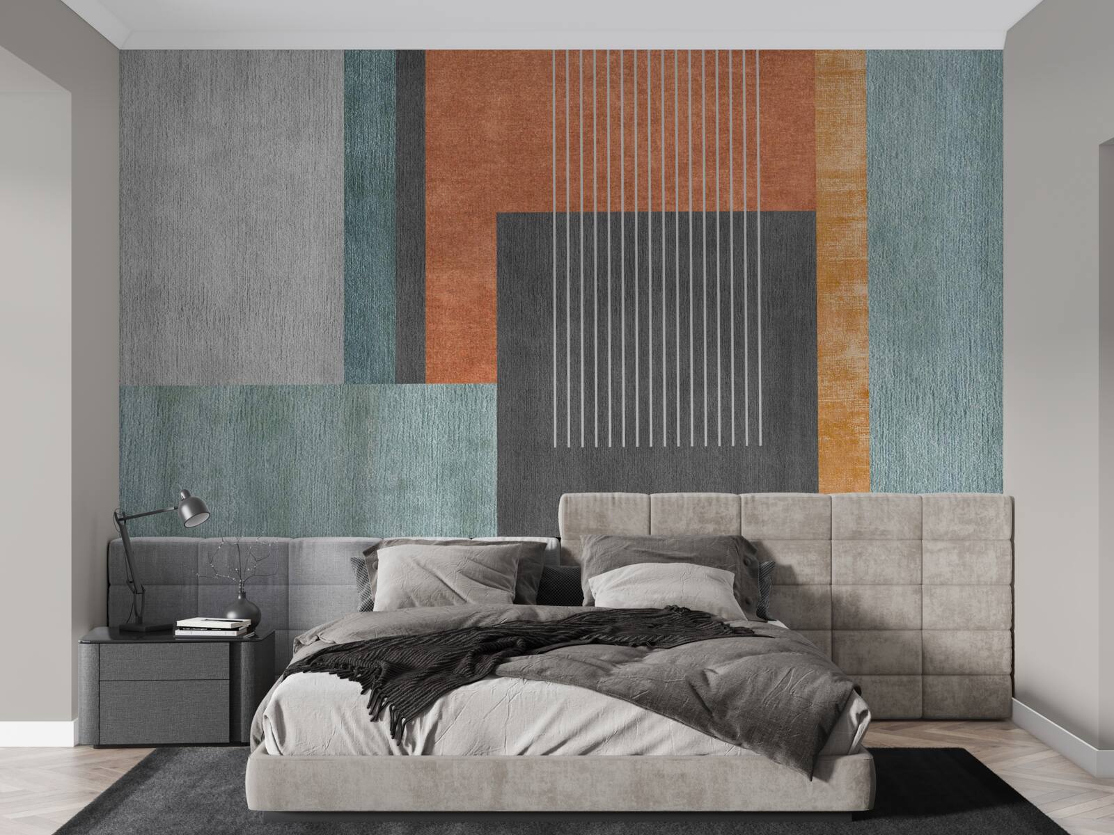 Papier peint des rectangles dans des tons pastel et des lignes orientées verticalement