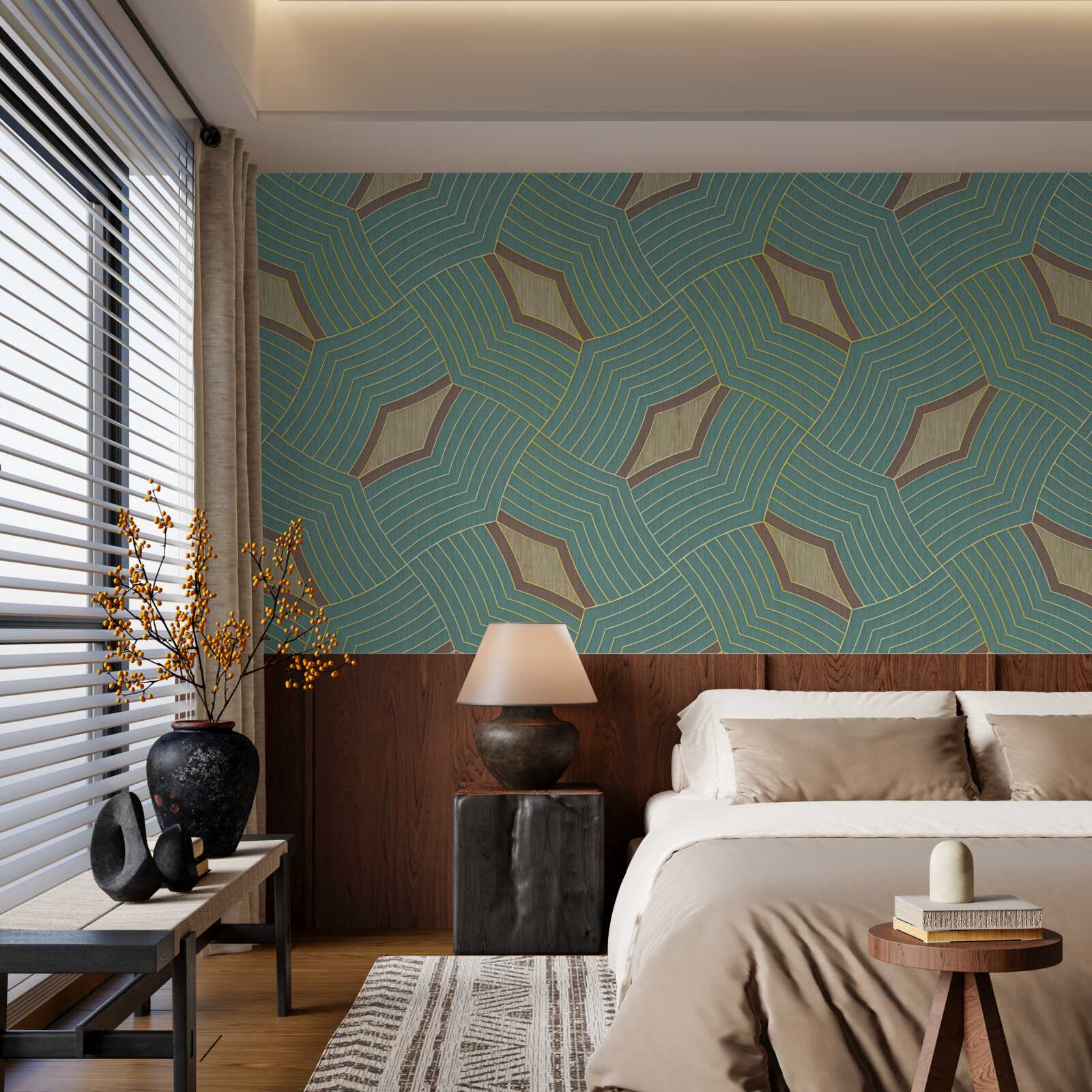 Papier peint contours calmes sur fond d'azur