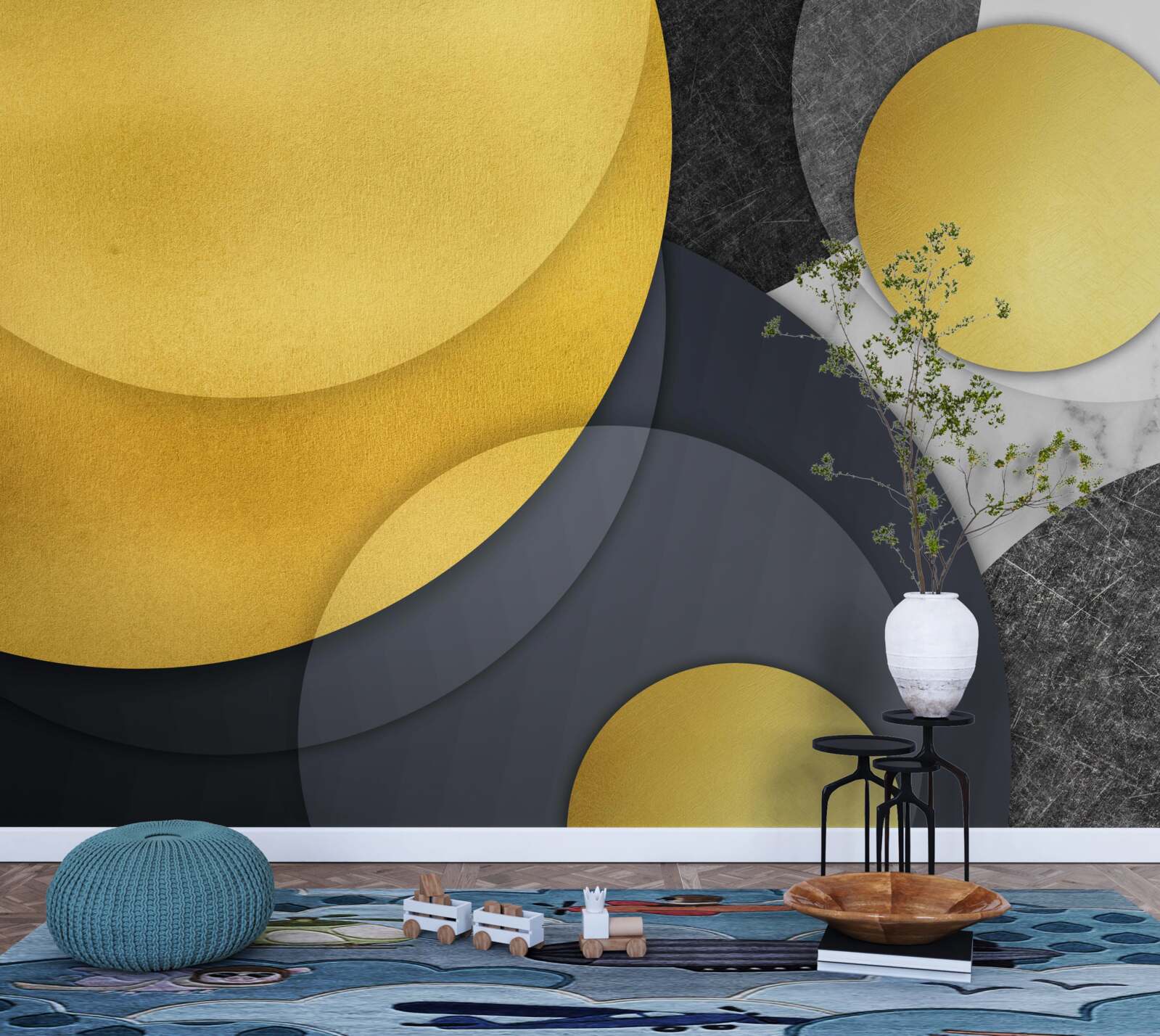 Papier peint des boules d'or flottent dans l'air