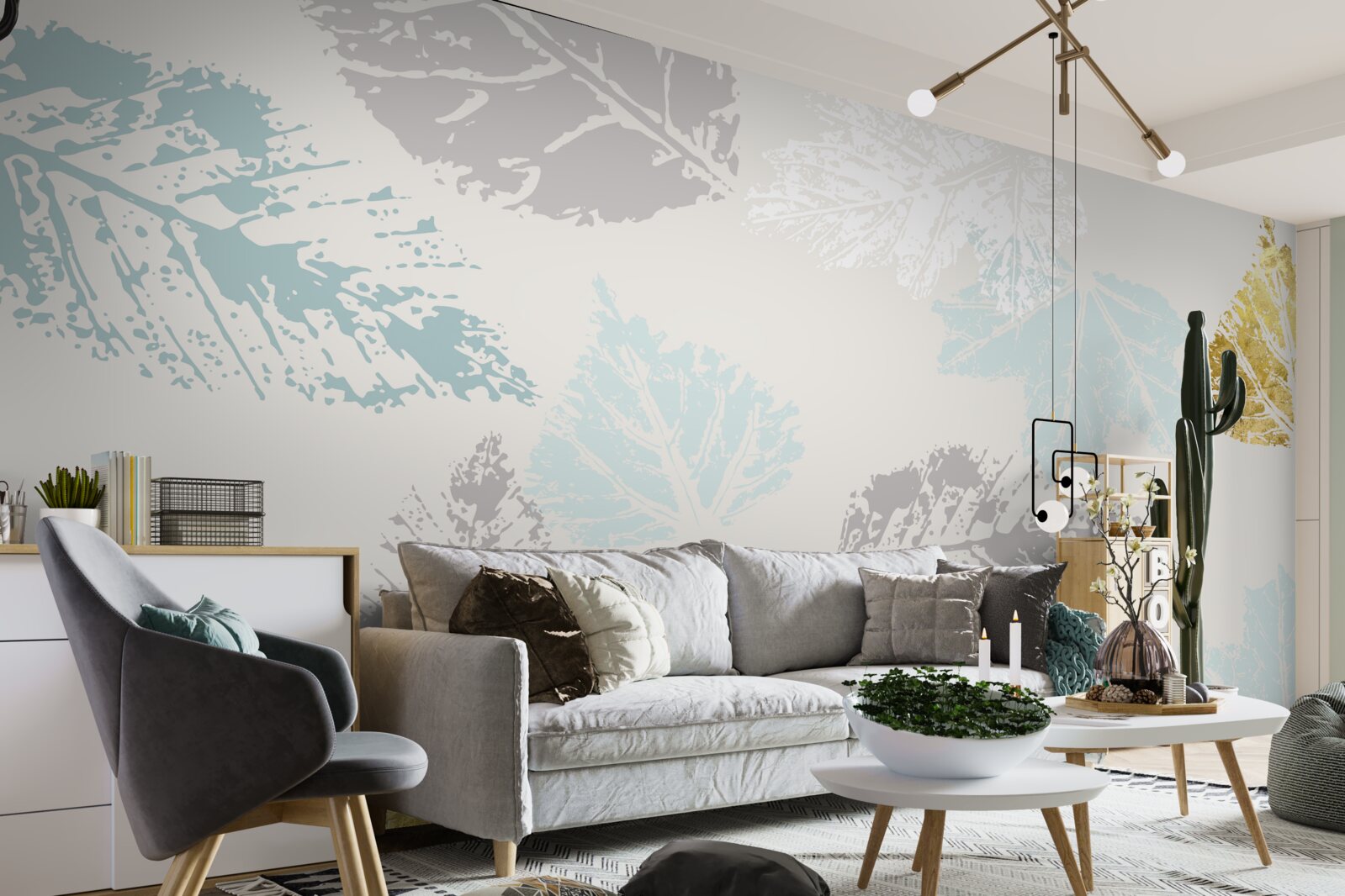 Papier peint les feuilles d'automne laissent leur empreinte sur la peinture
