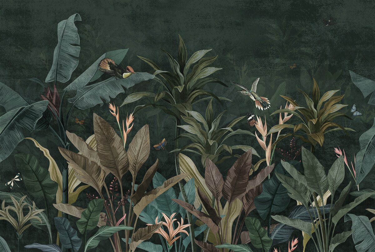 Papier peint jungle tropicale la nuit