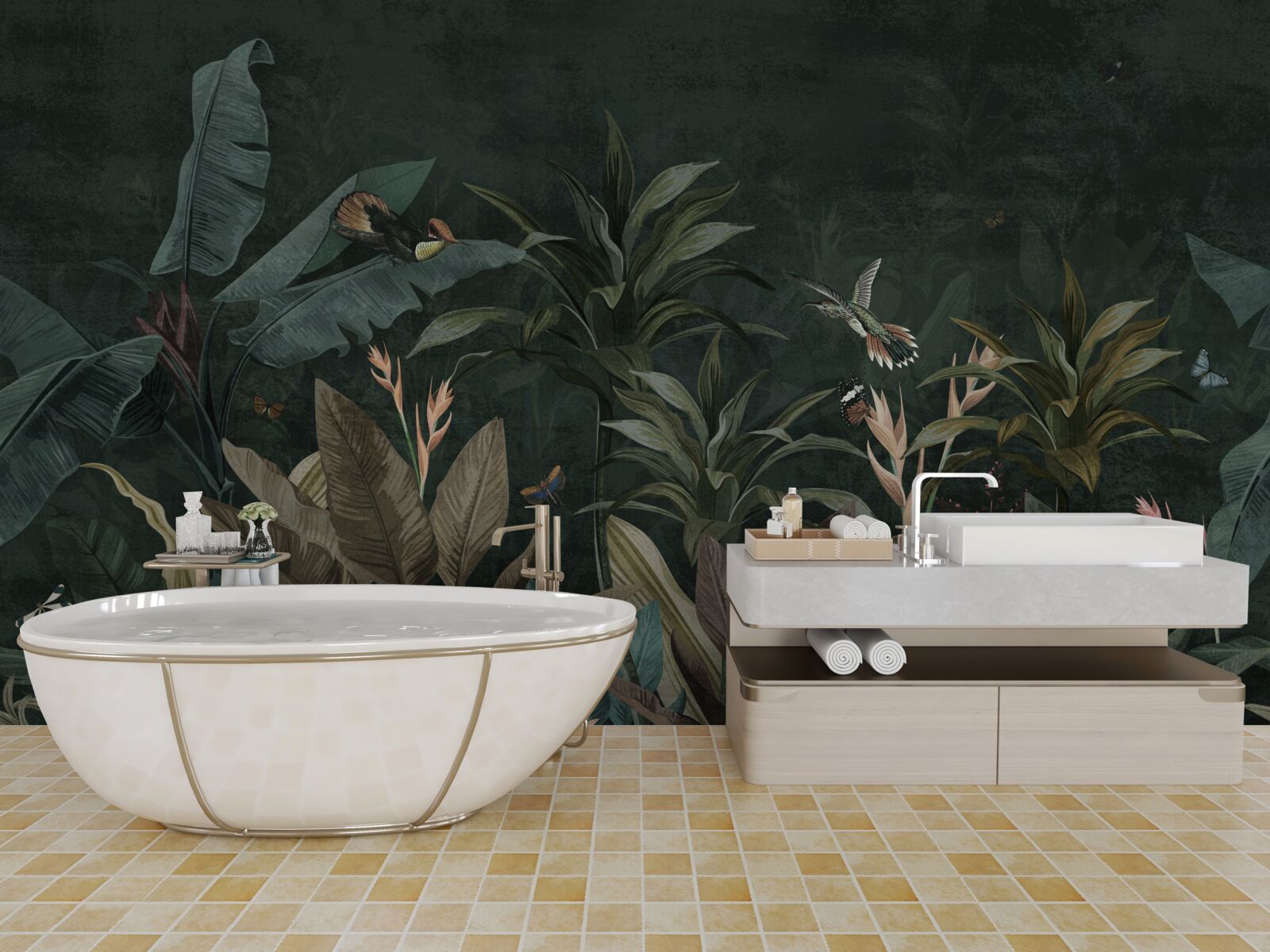 Papier peint jungle tropicale la nuit