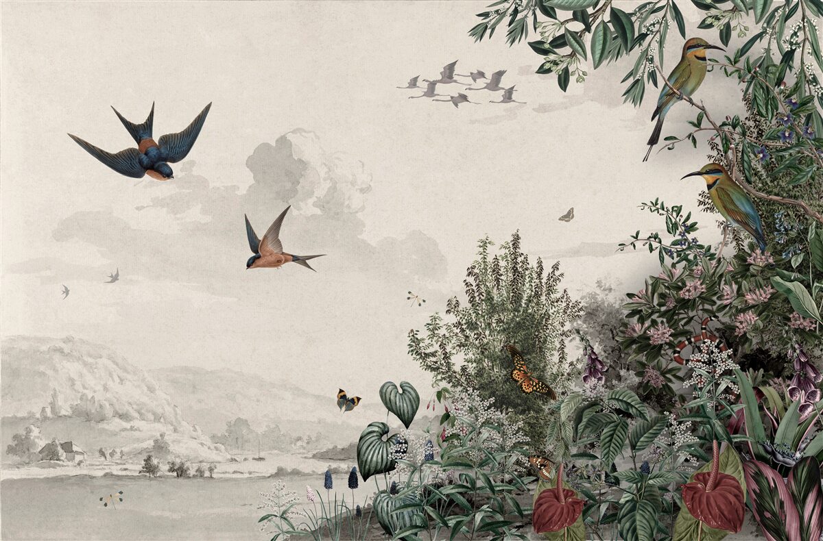 Papier peint Quand il pleut, les oiseaux s'abritent