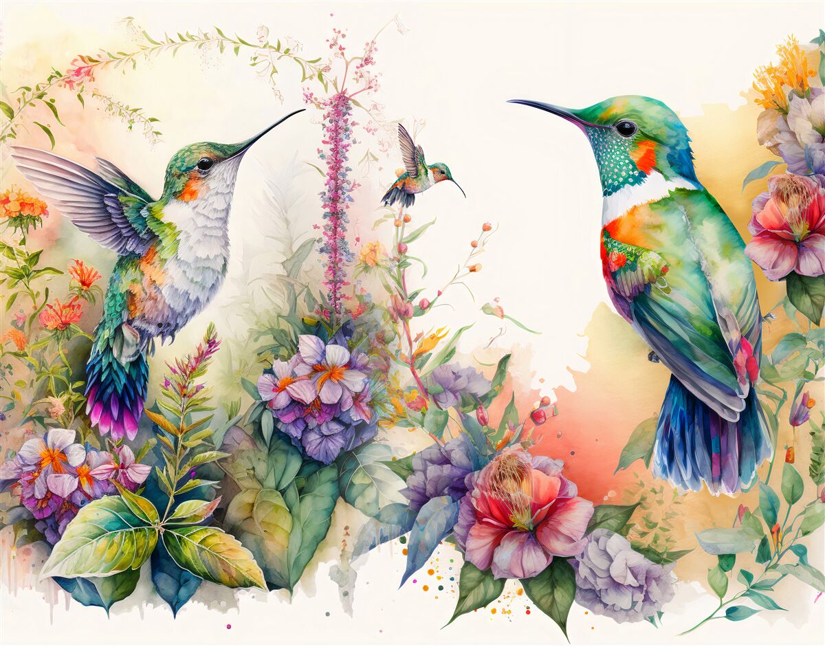 Papier peint les colibris communiquent par les couleurs
