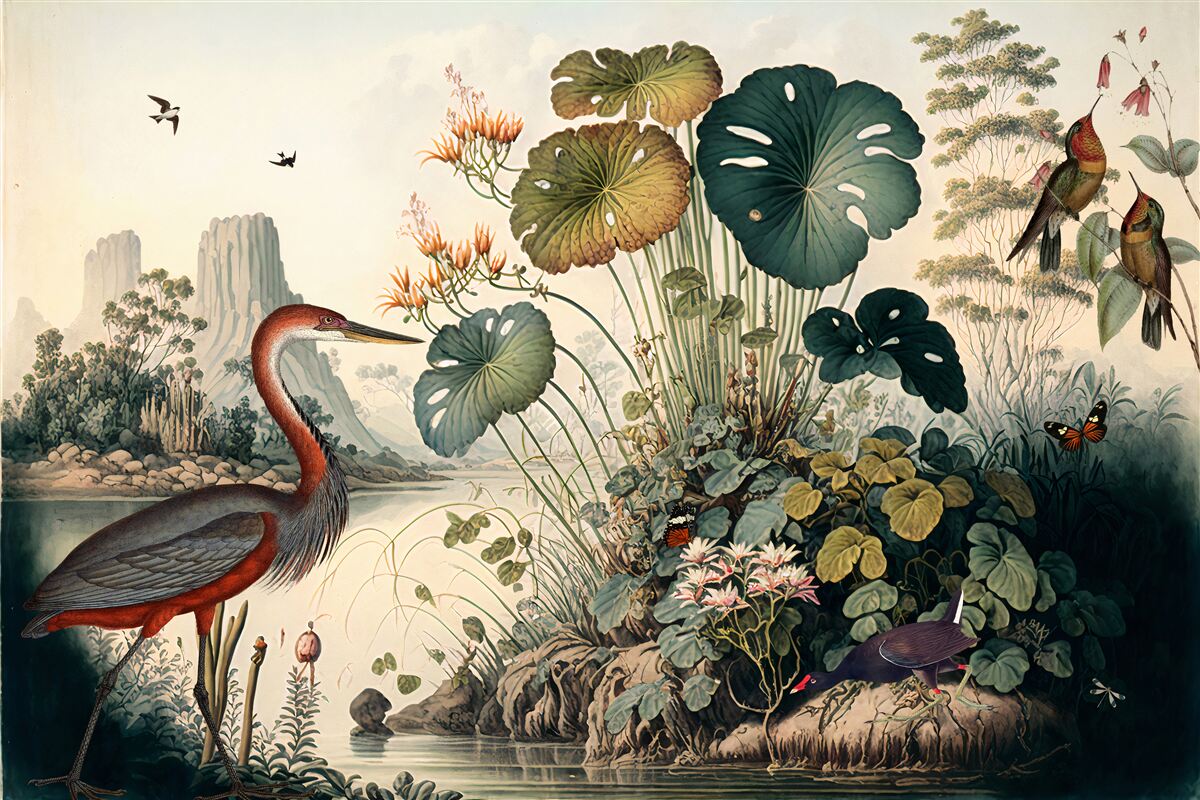 Papier peint plantes aquatiques et herbes d'étang