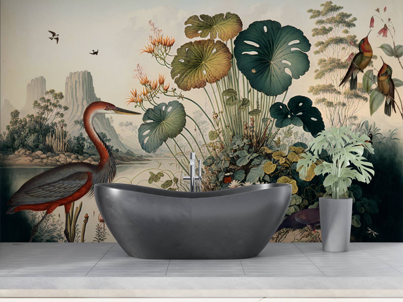 Papier peint plantes aquatiques et herbes d'étang