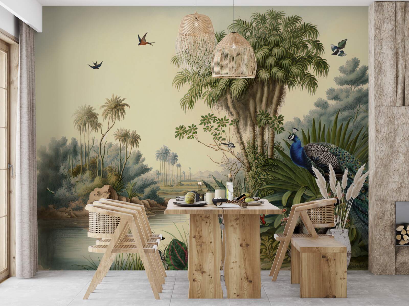Papier peint le paon dans son véritable habitat