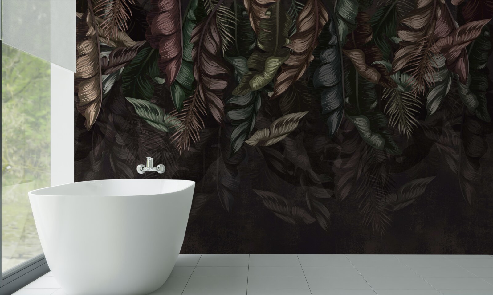 Papier peint végétation tropicale sombre