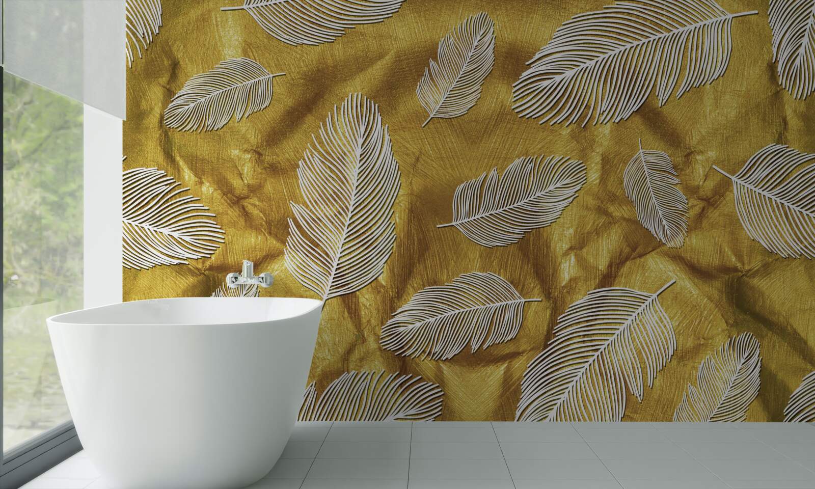 Papier peint plumes blanches élégantes