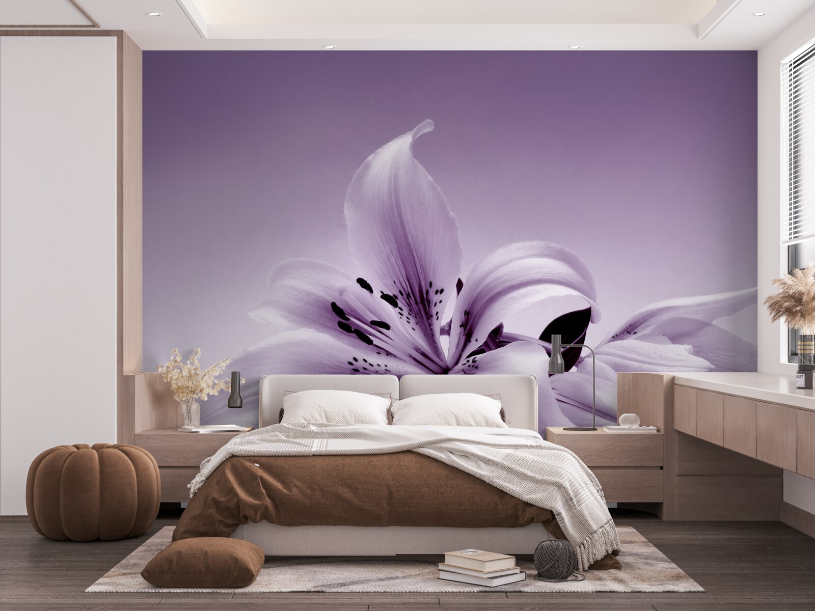 Papier peint lys isolé subtilement violet