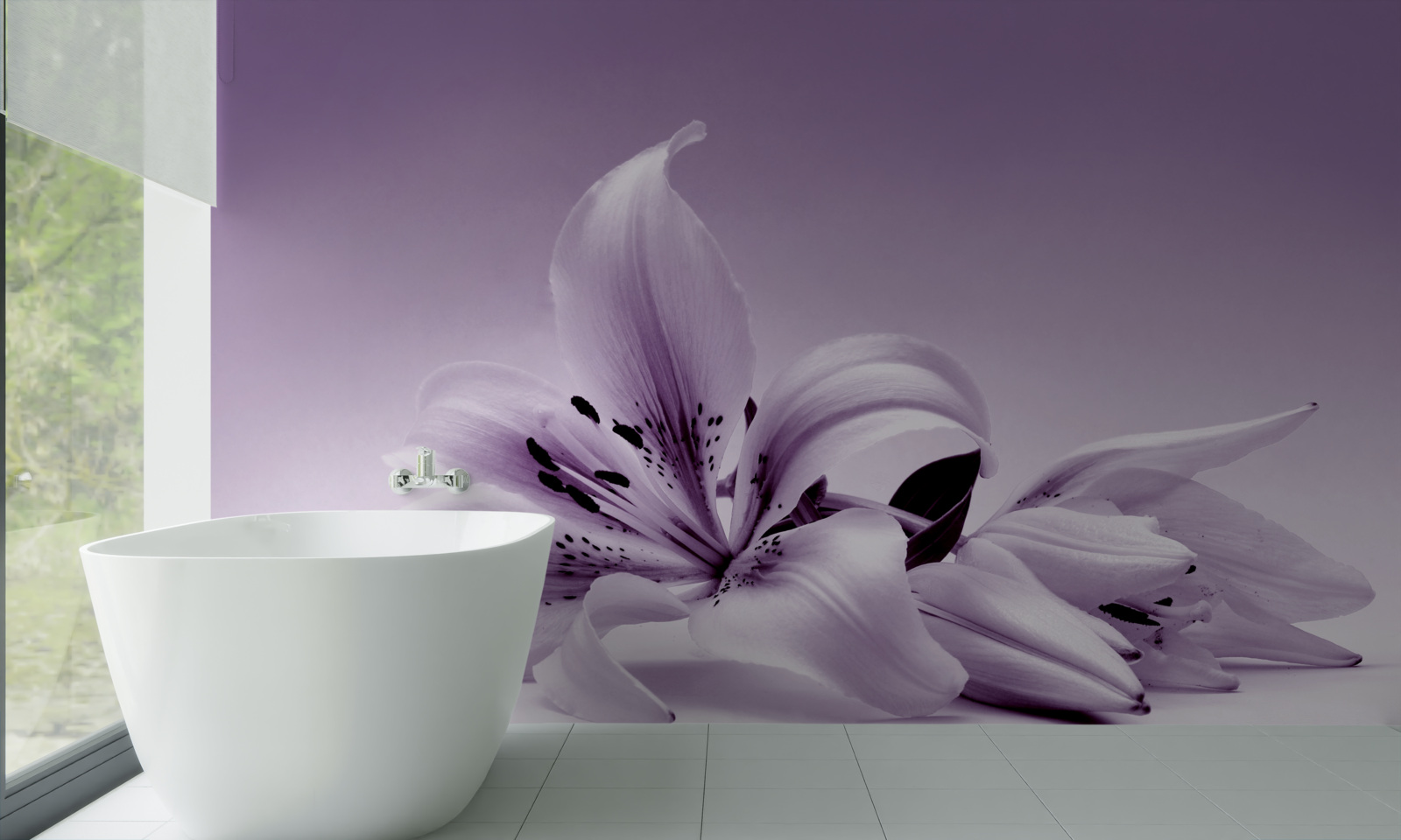 Papier peint lys isolé subtilement violet
