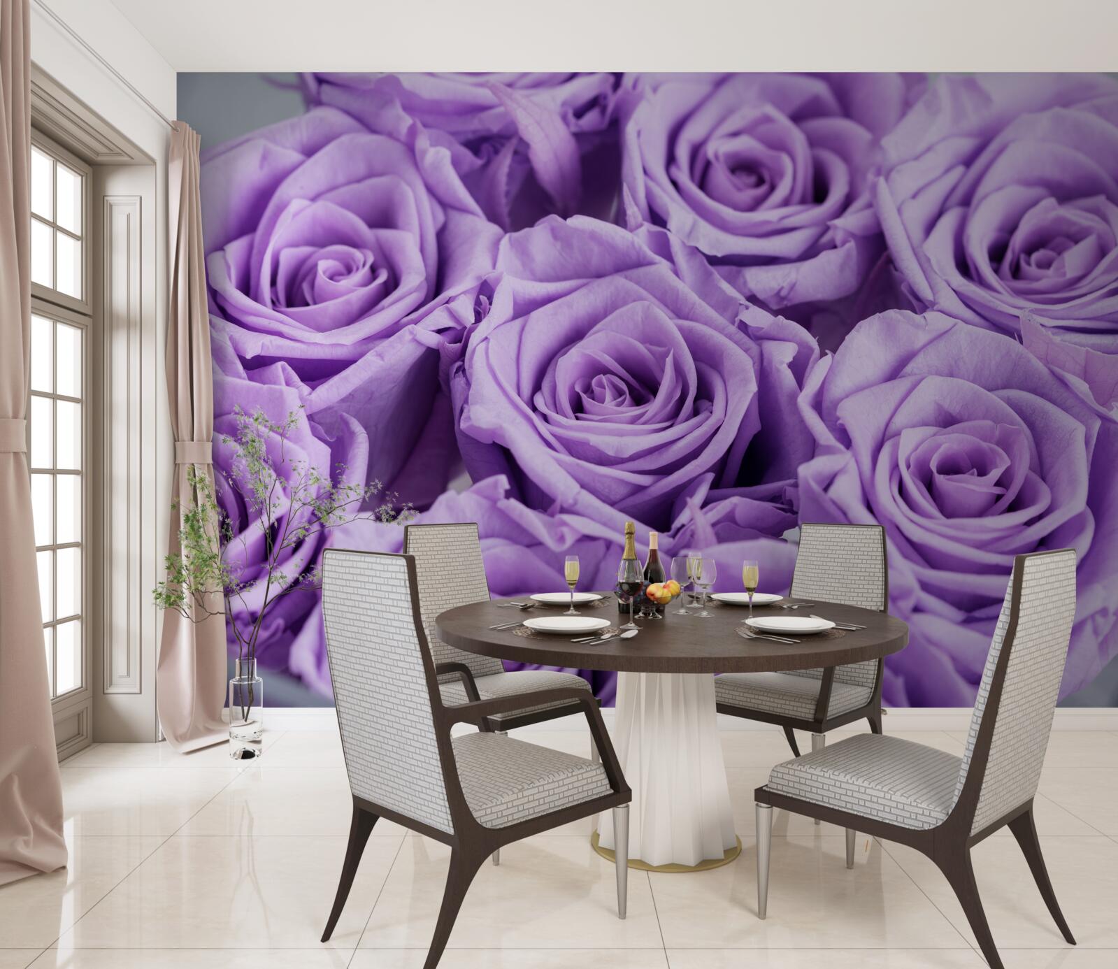 Papier peint composition des roses d'améthyste