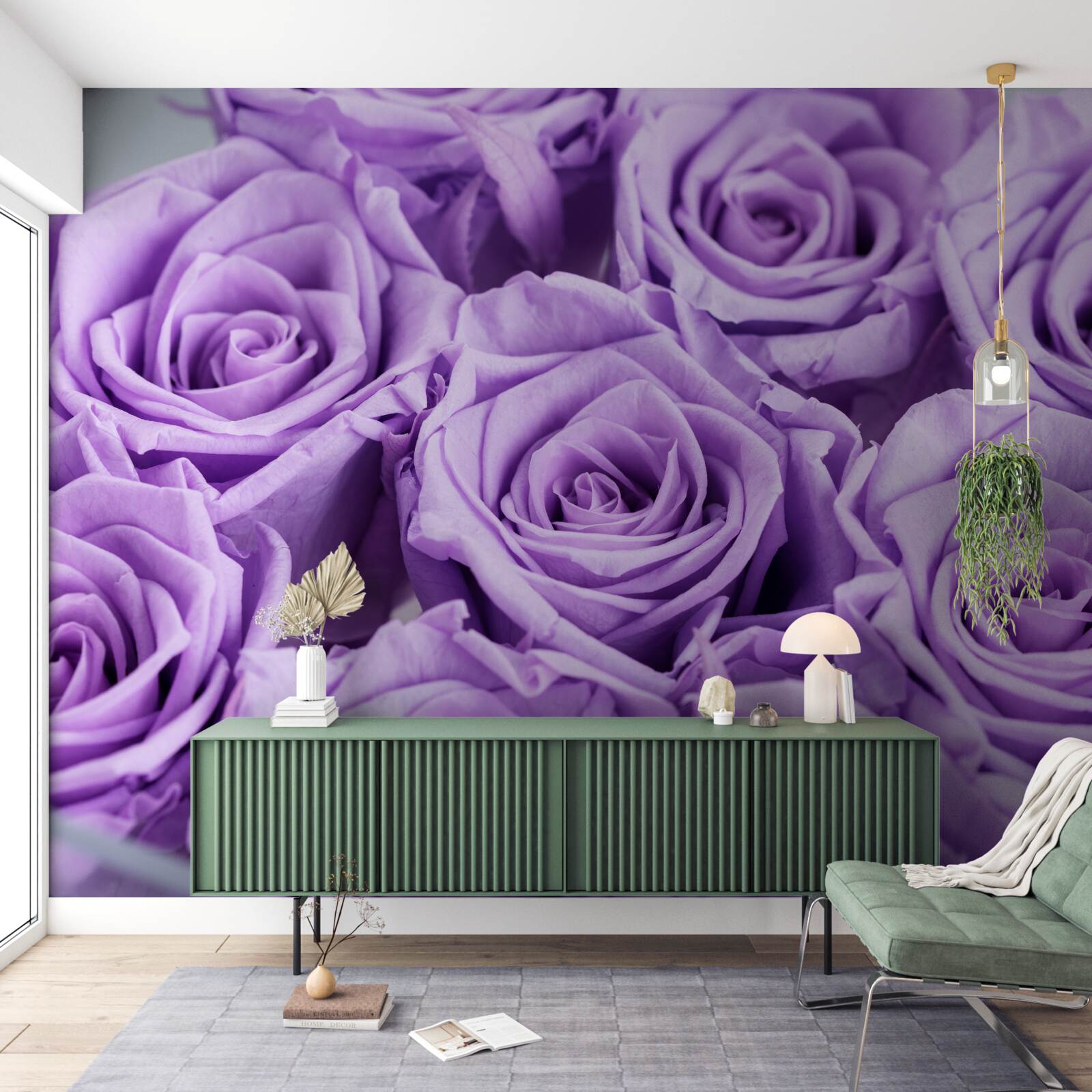 Papier peint composition des roses d'améthyste