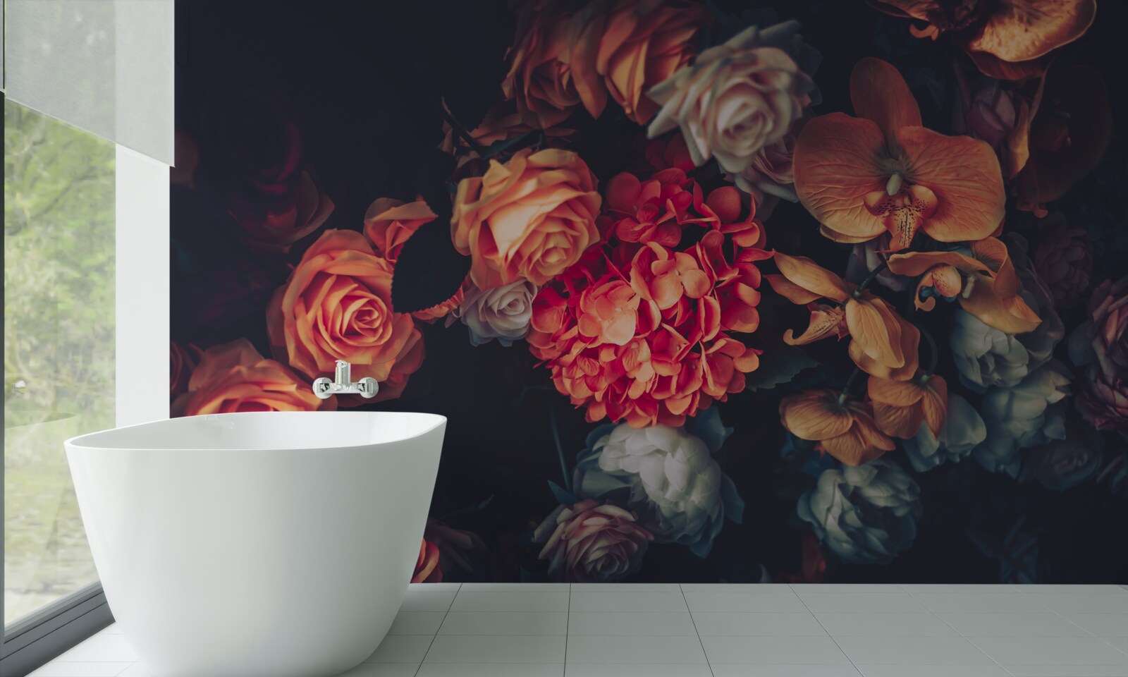 Papier peint bouquet de fleurs d'automne de style vintage