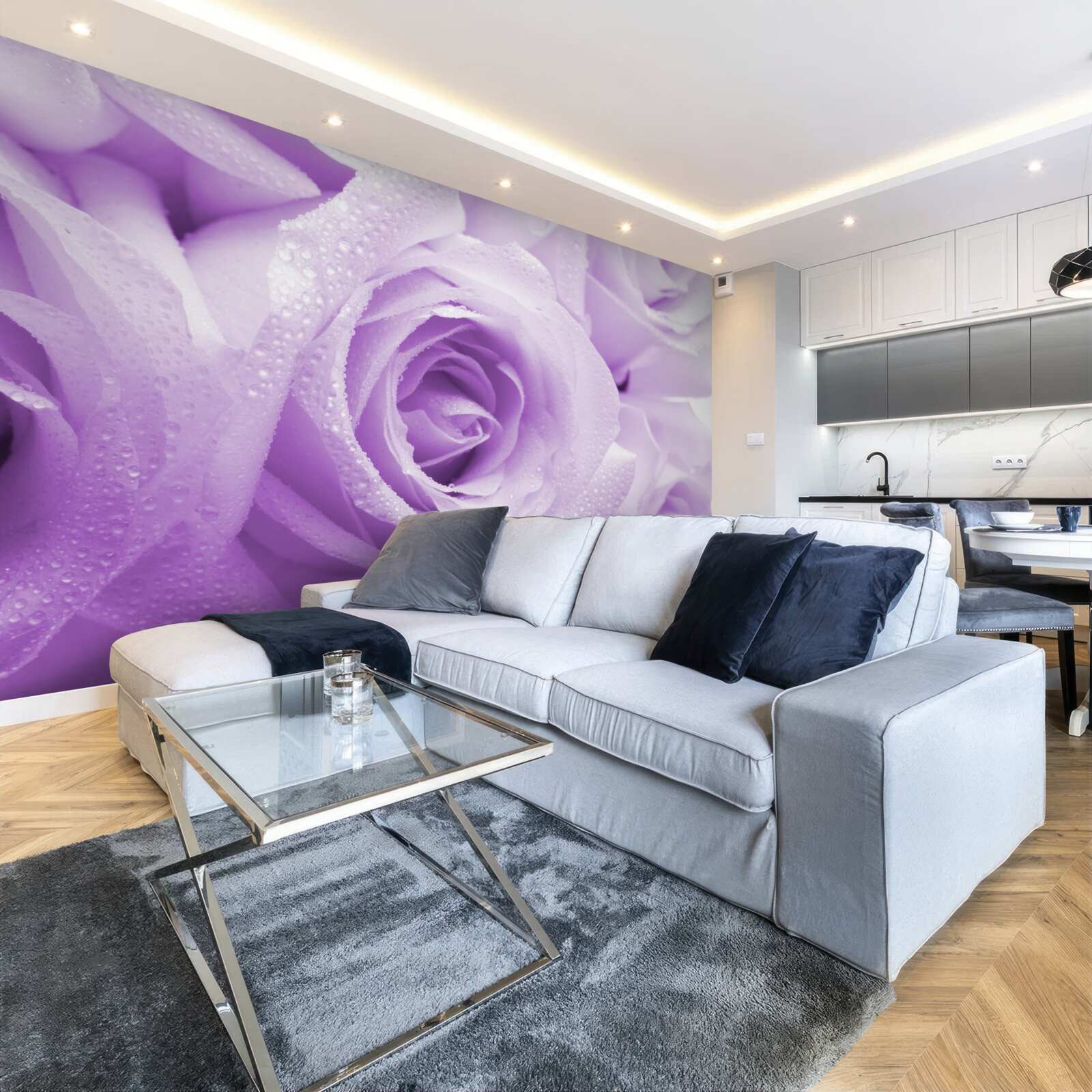 Papier peint gros plan sur des fleurs roses lilas