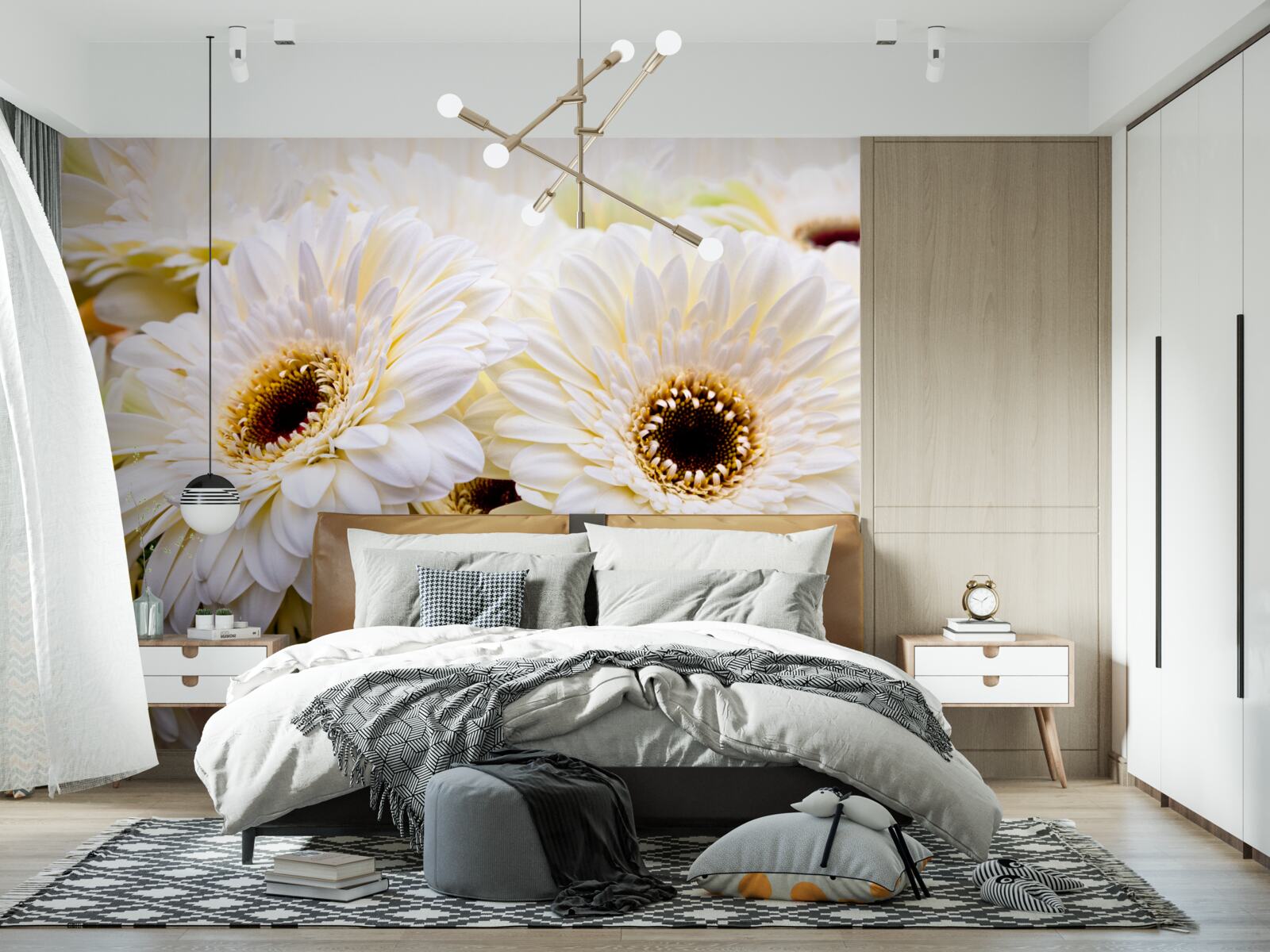 Papier peint collection de gerberas blancs comme neige